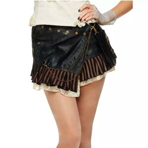 Spirit Black and Brown Steampunk Mini Skirt